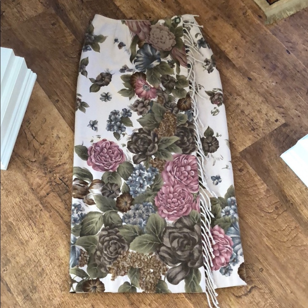 Vintage floral wool wrap skirt - perfect